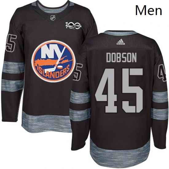 Mens Adidas New York Islanders 45 Noah Dobson Authentic Black 1917 2017 100th Anniversary NHL Jersey